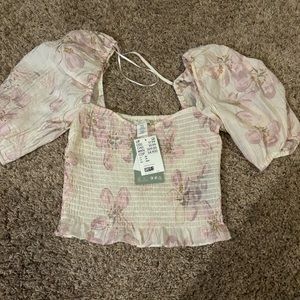 Xs floral crop blouse